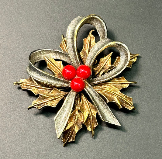 Art Christmas Poinsettia Brooch