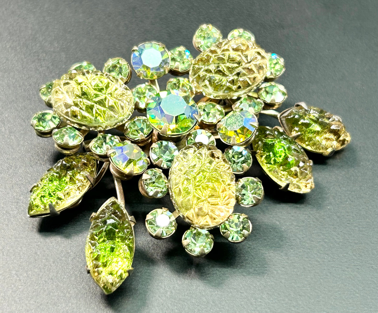 Vintage AB & Givre Rhinestone Brooch