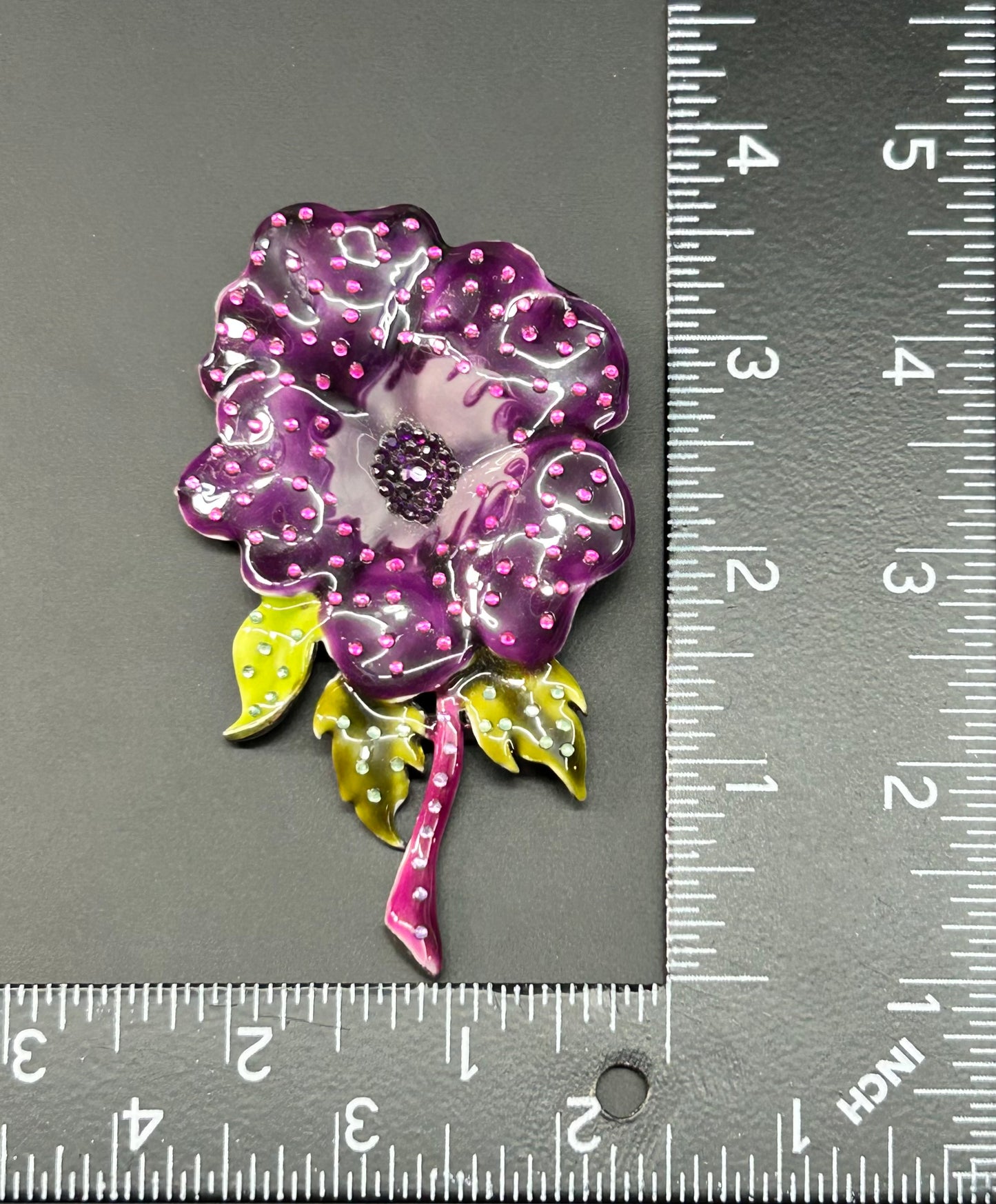 Rhinestone Studded Flower Brooch