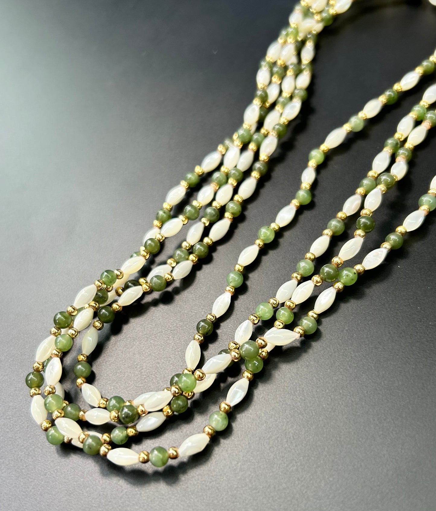 2 MOP & Nephrite Necklace