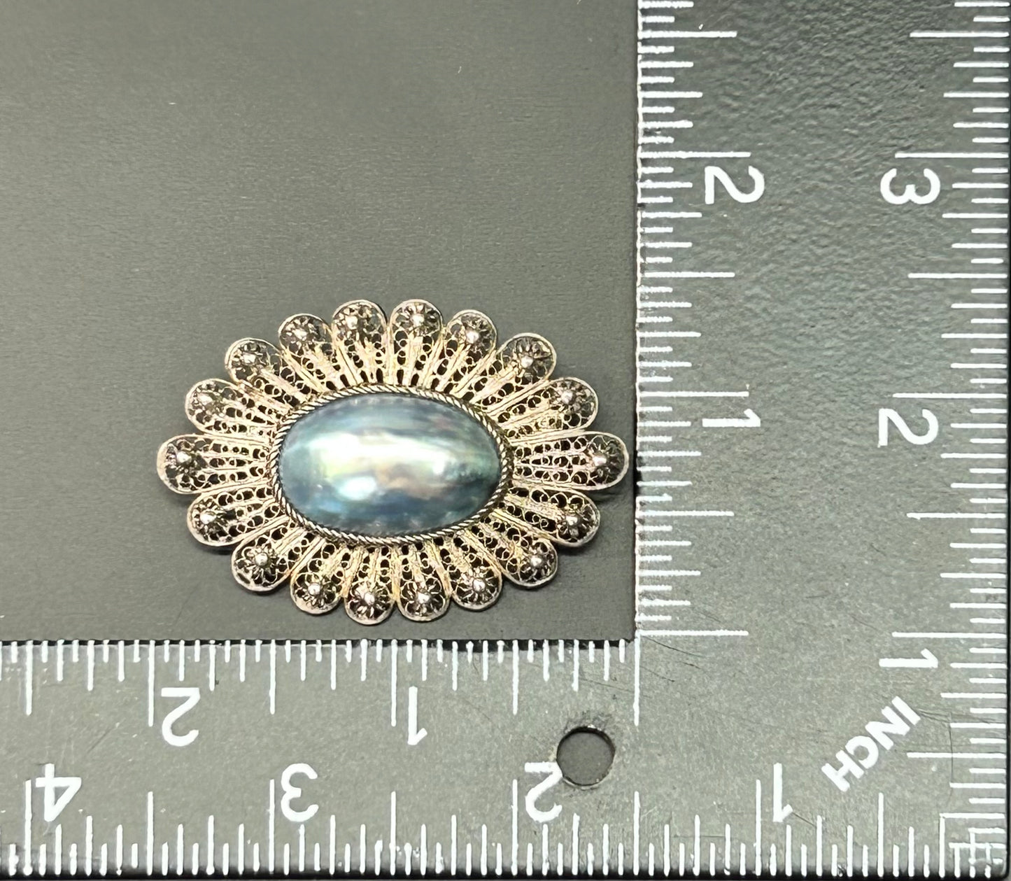 Antique Sterling Silver Baroque Pearl Brooch