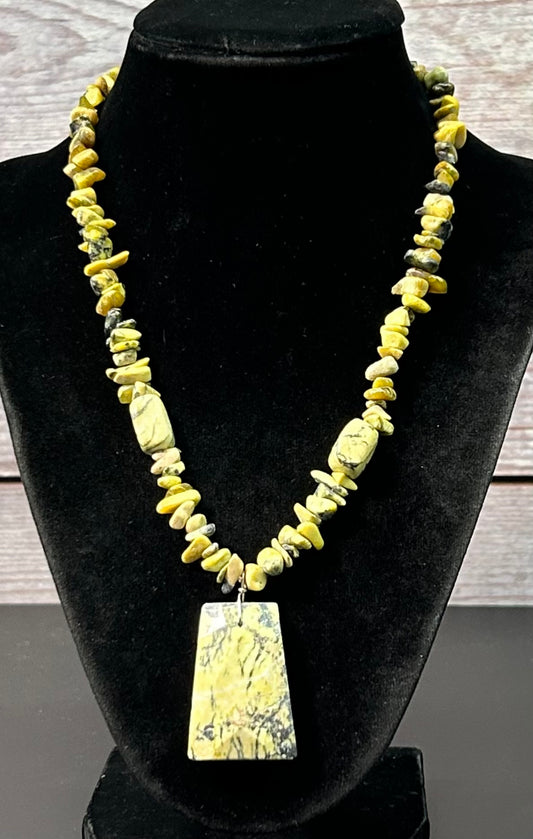 Yellow Turquoise Pendant Necklace