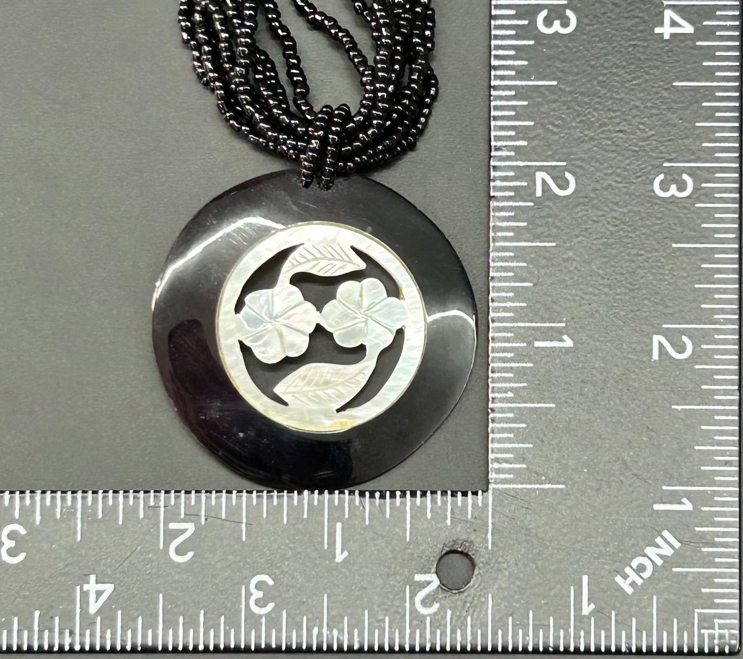 Carved Shell Seed Bead Necklace
