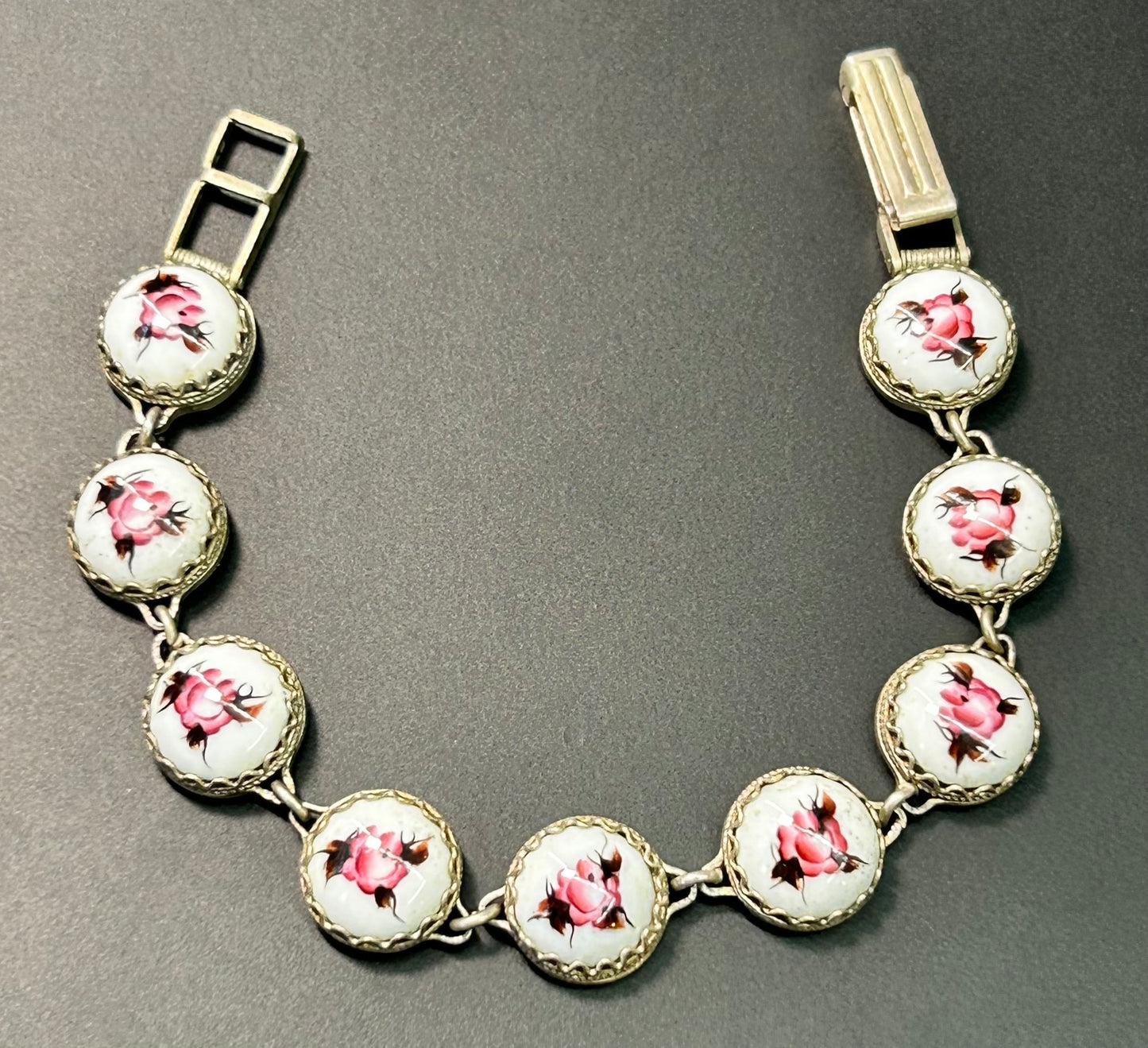 Vintage German Silver Flower Bracelet