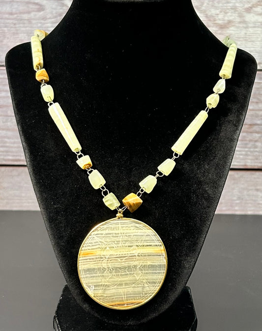 Vintage Natural Onyx Sun Face Necklace