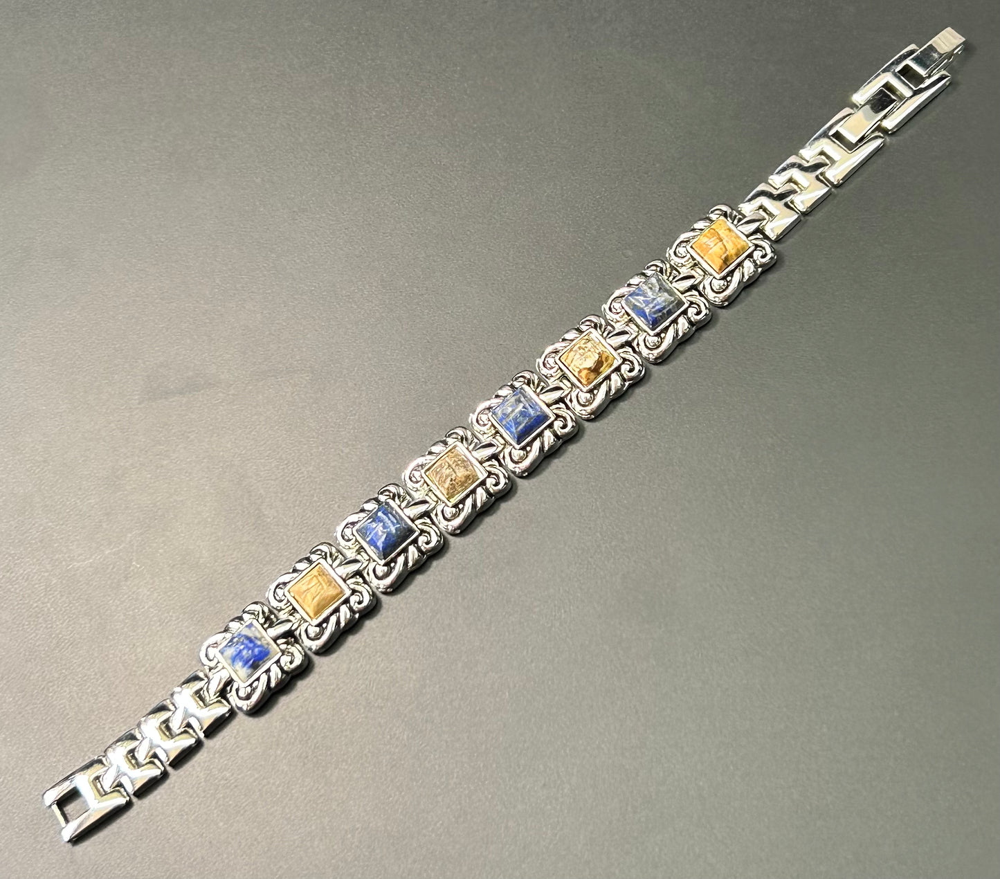 Lapis & Jasper Scrolled Bracelet