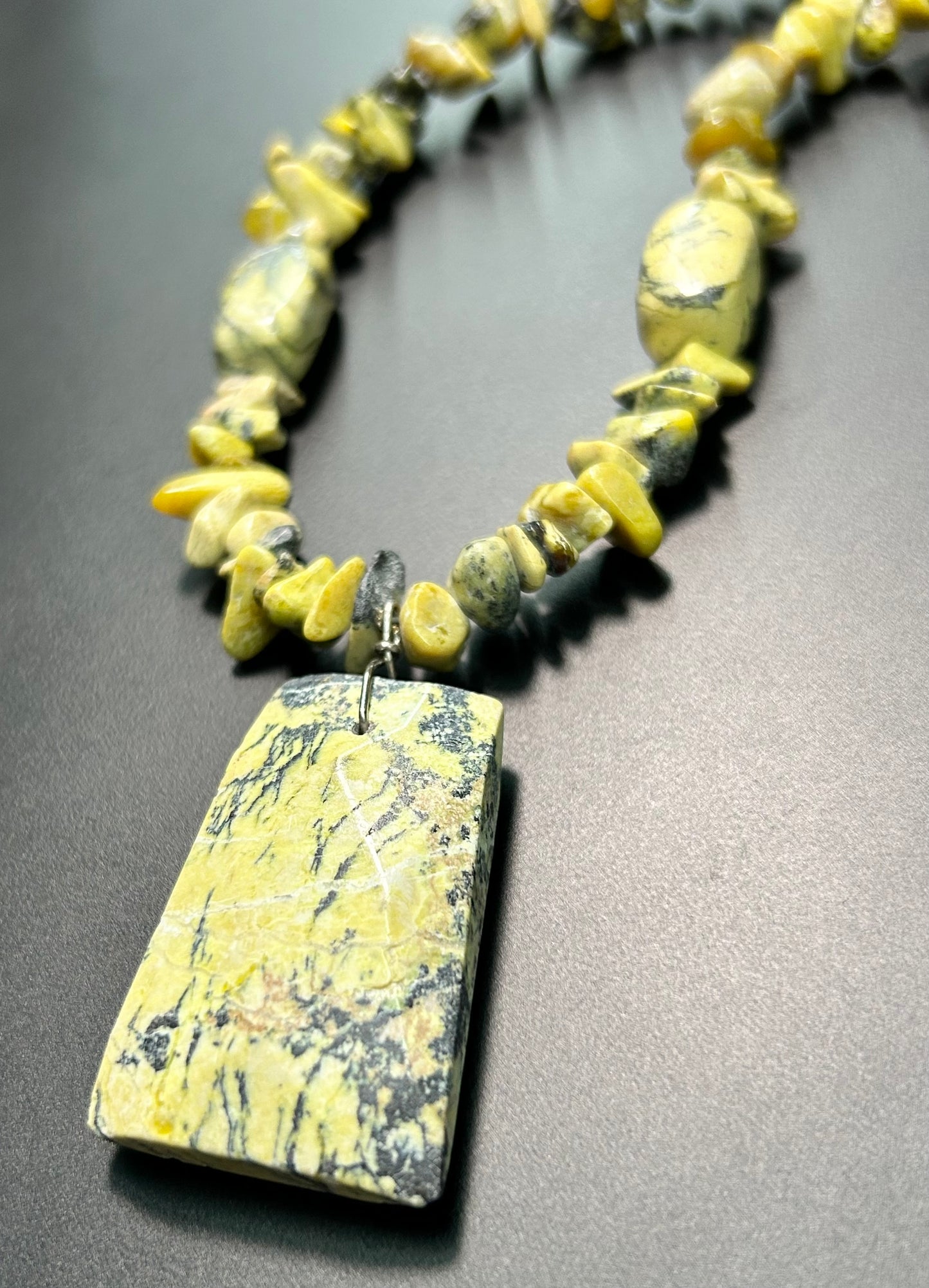 Yellow Turquoise Pendant Necklace