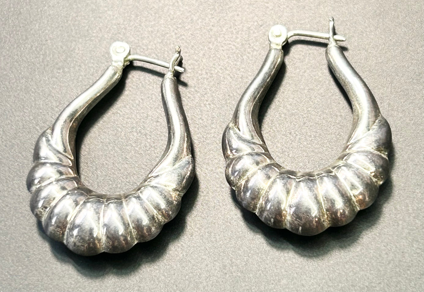 Sterling Silver Scalloped Hoop Earrings