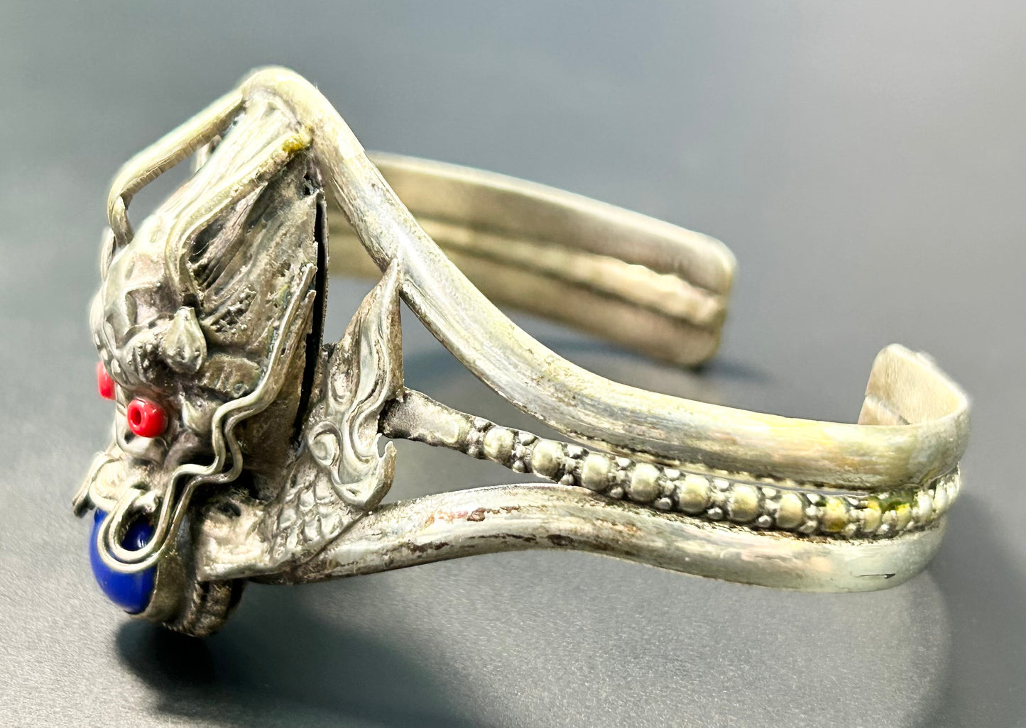 Tibetan Silver Ornate Dragon Bracelet