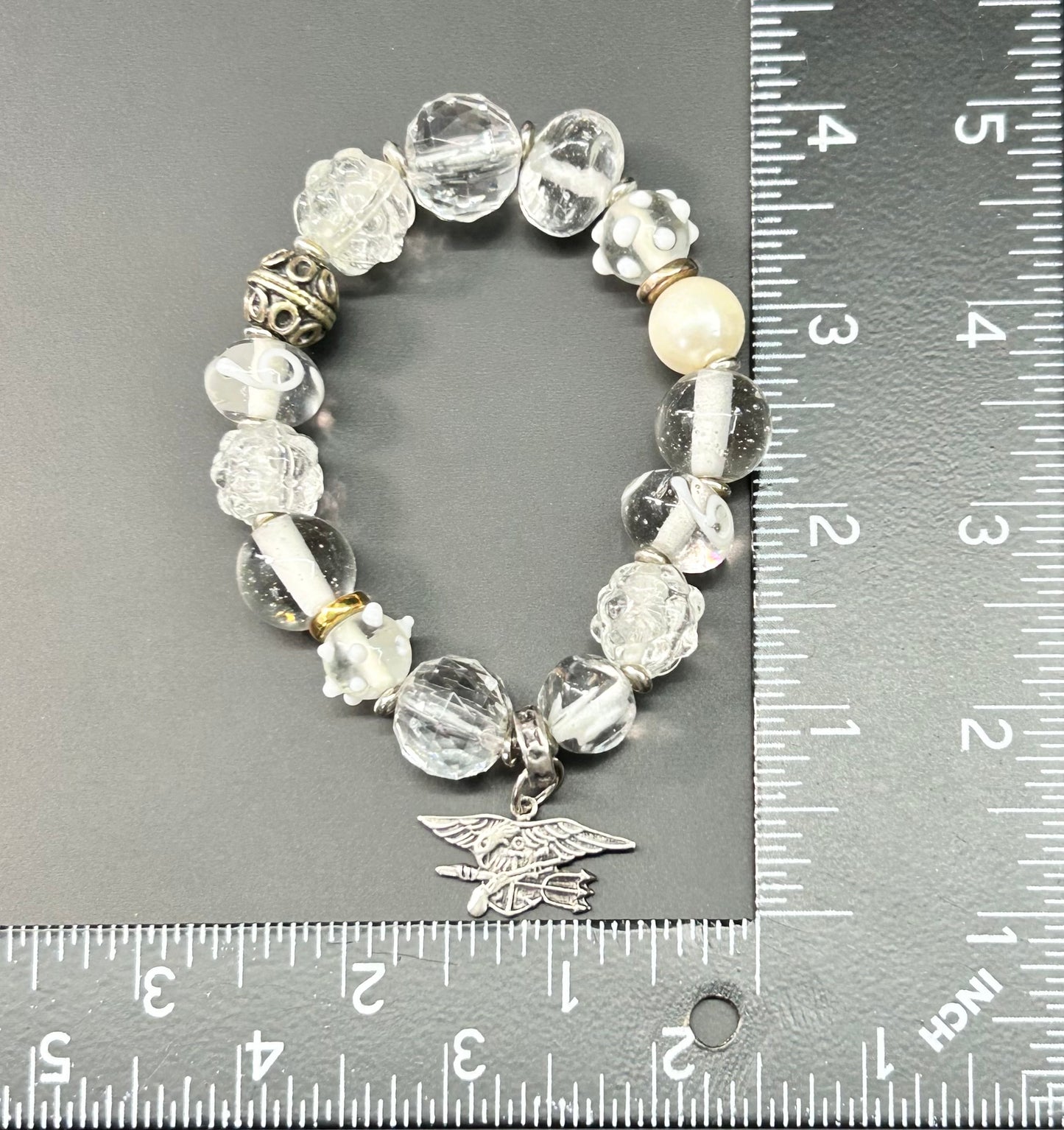 Glass Bead & Eagle Charm Bracelet