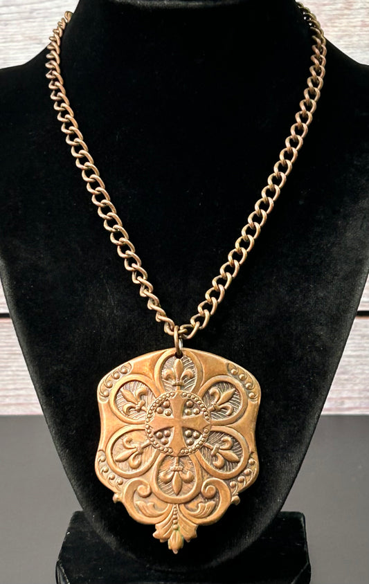 Vintage Copper Crest Necklace