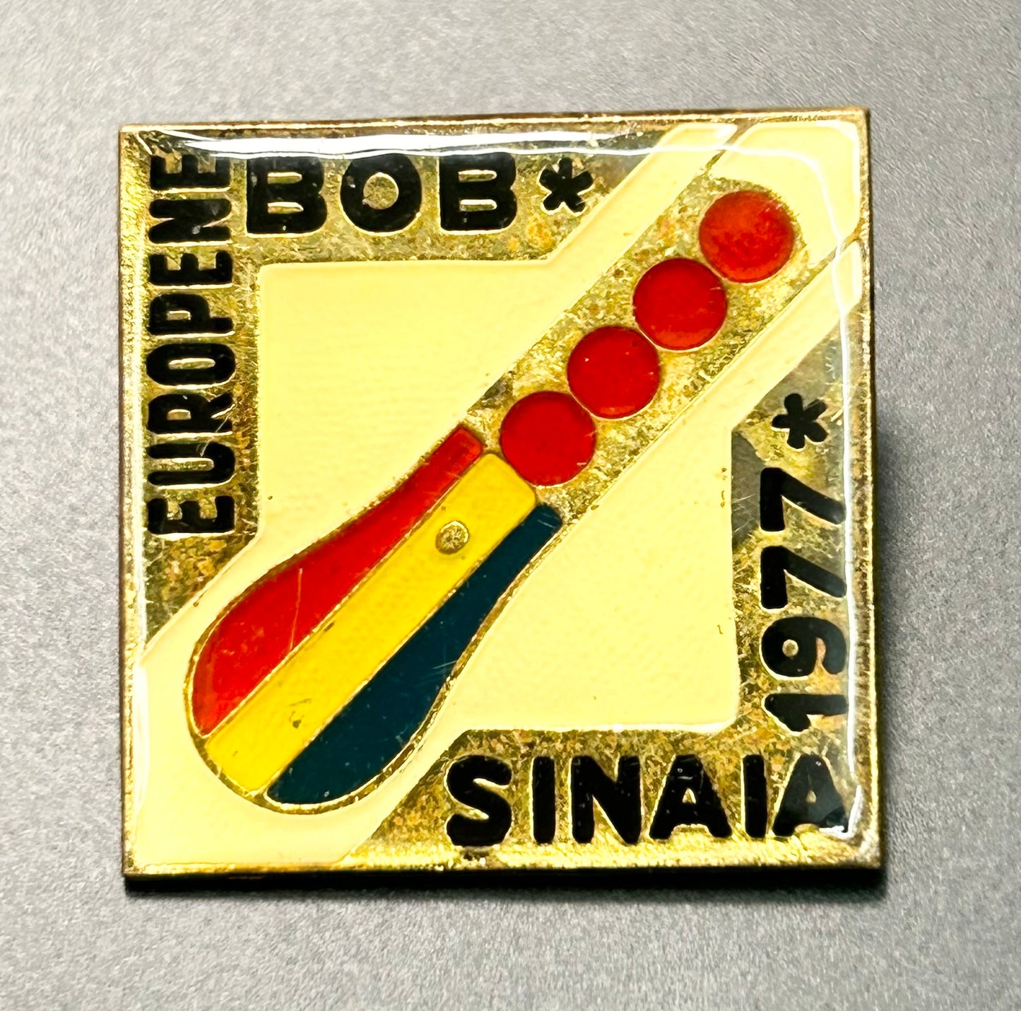 Vintage Romania Sinaia 1977 Bobsled Pin