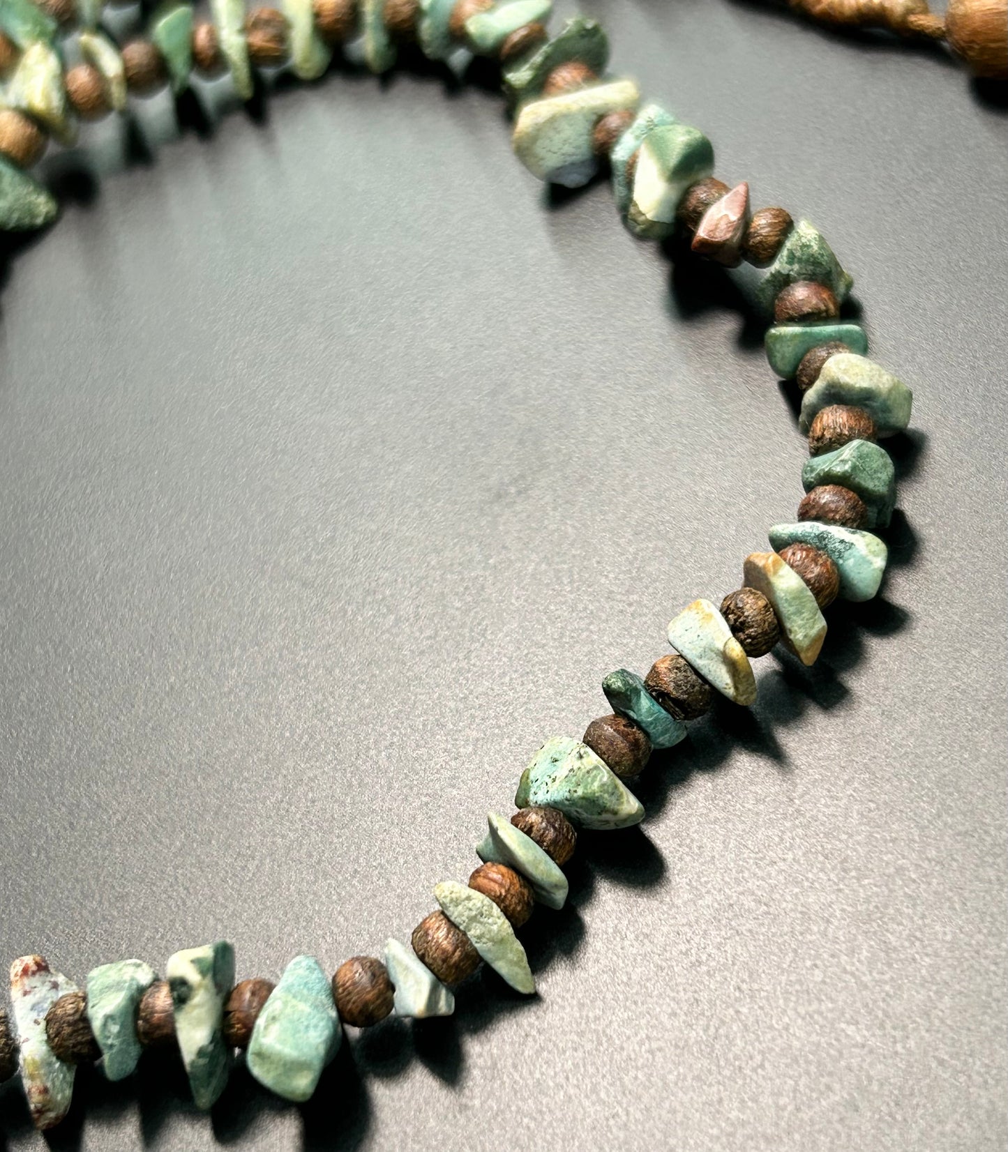 Turquoise & Wood Chip Necklace