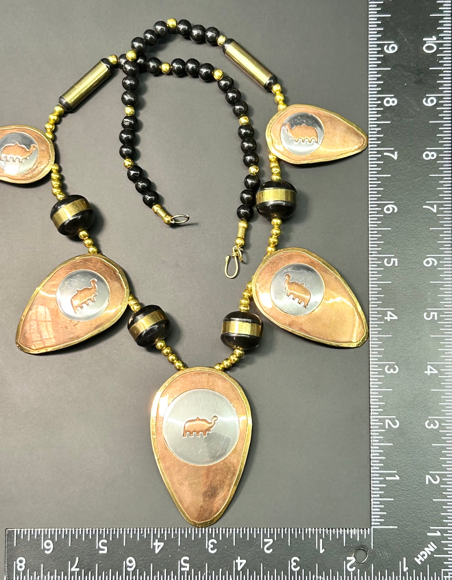 Vintage Brass & Copper Dinosaur Necklace