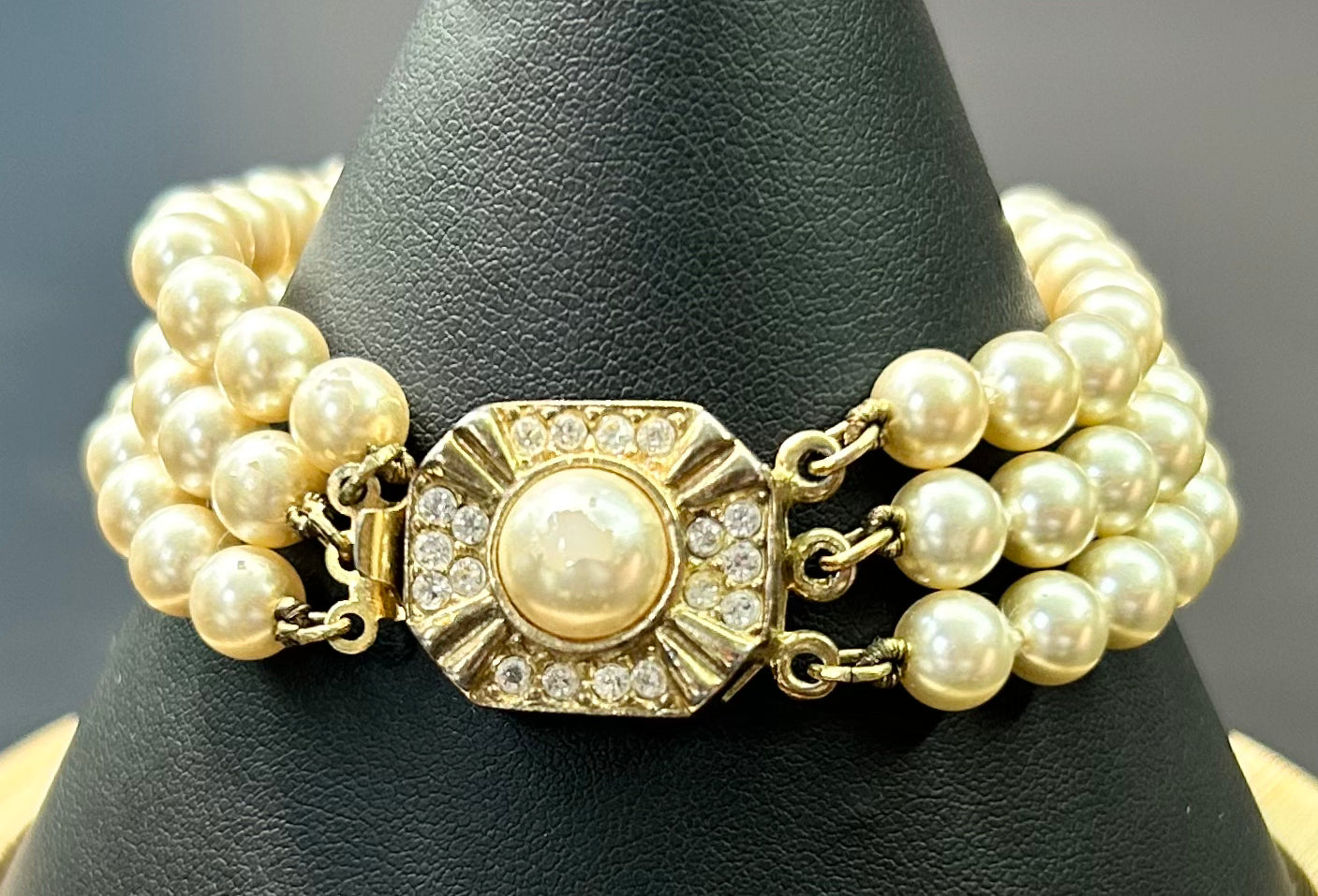 Sterling Silver Vermeil Faux Pearl Bracelet