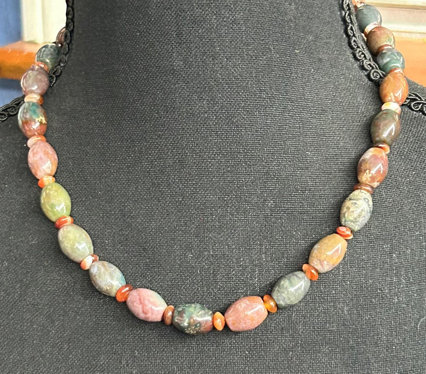 Sterling Silver Agate Necklace Earrings & Bracelet Set