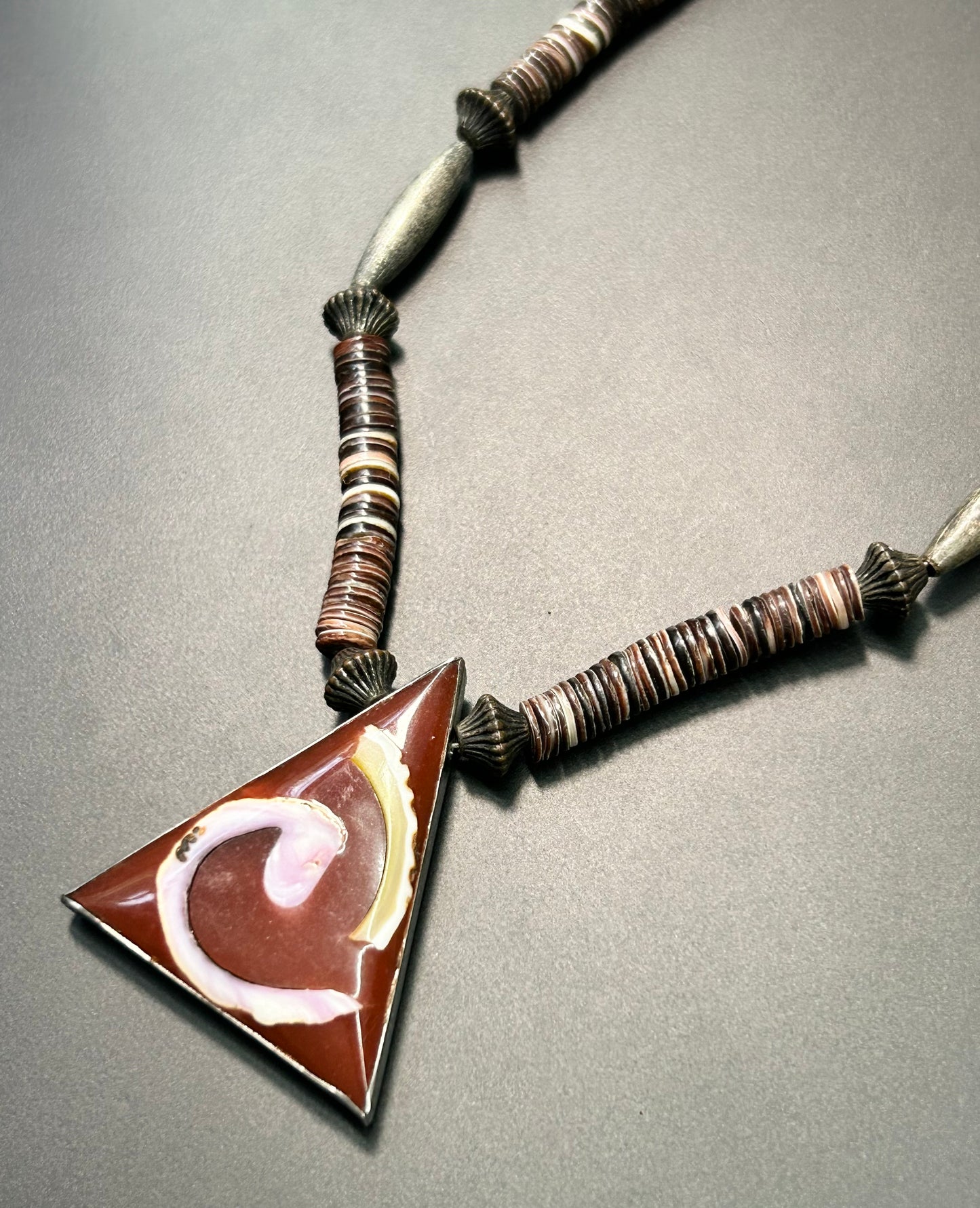 Painted Pendant Heishi Bead Necklace