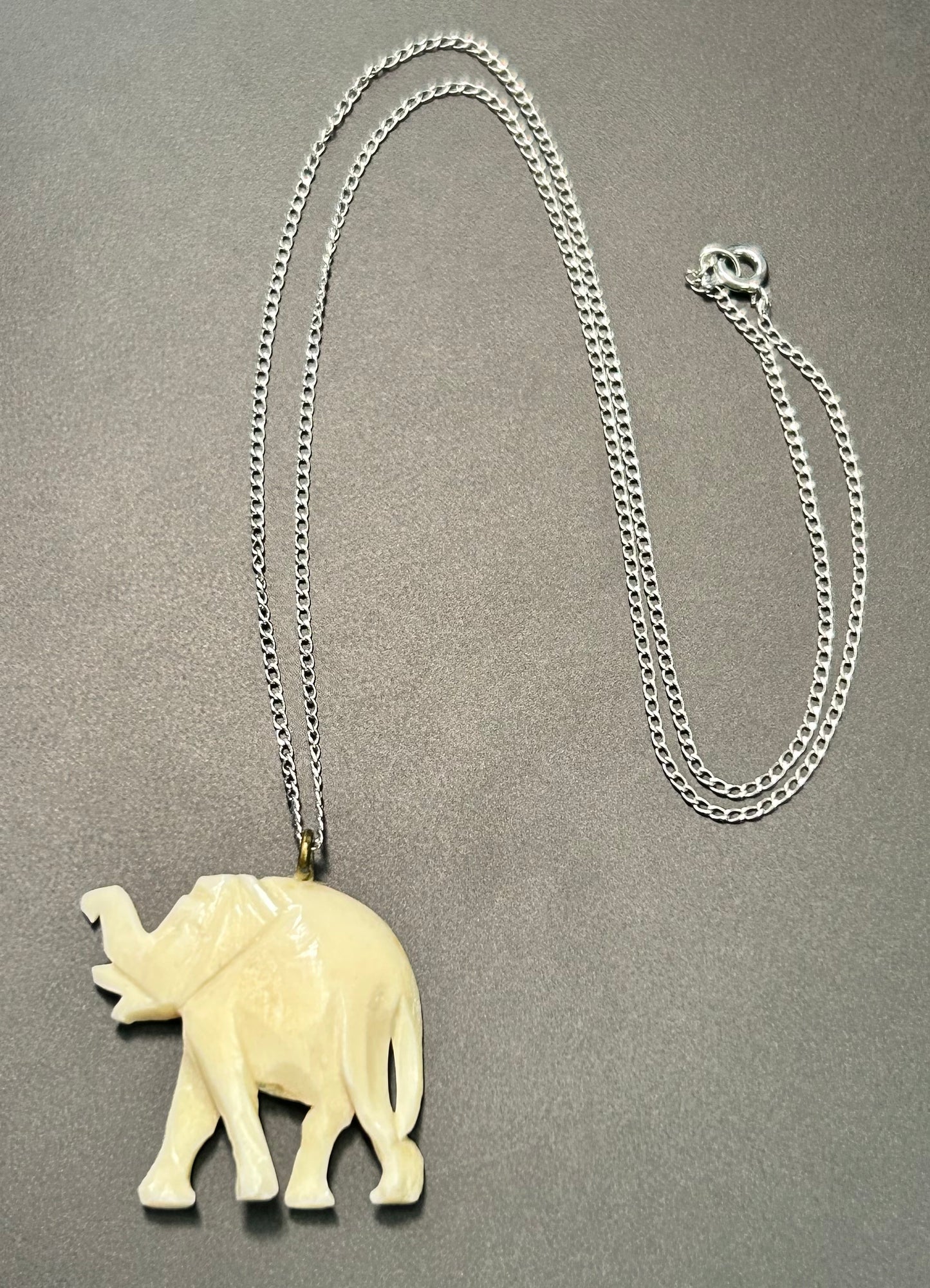 Sterling Silver Bone Elephant Necklace