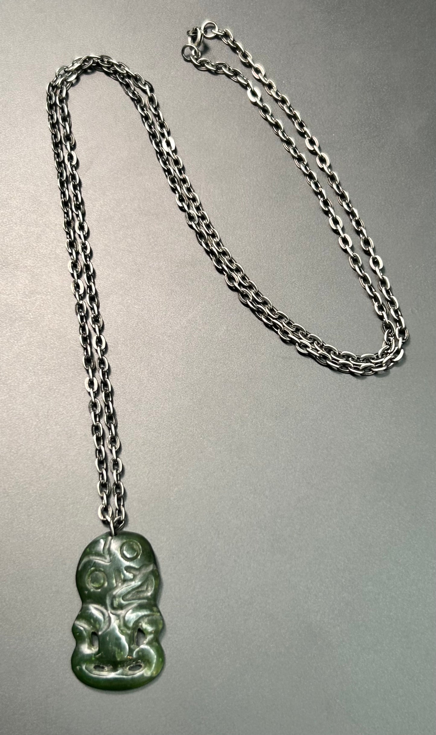 Hei Tiki Carved Jade Necklace