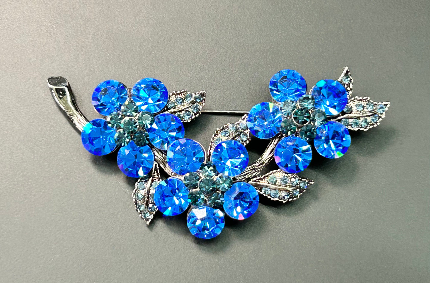 BJ Rhinestone Flower Brooch