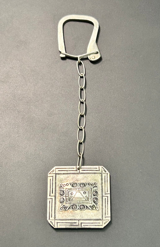 Vintage Sterling Silver Aztec Keychain