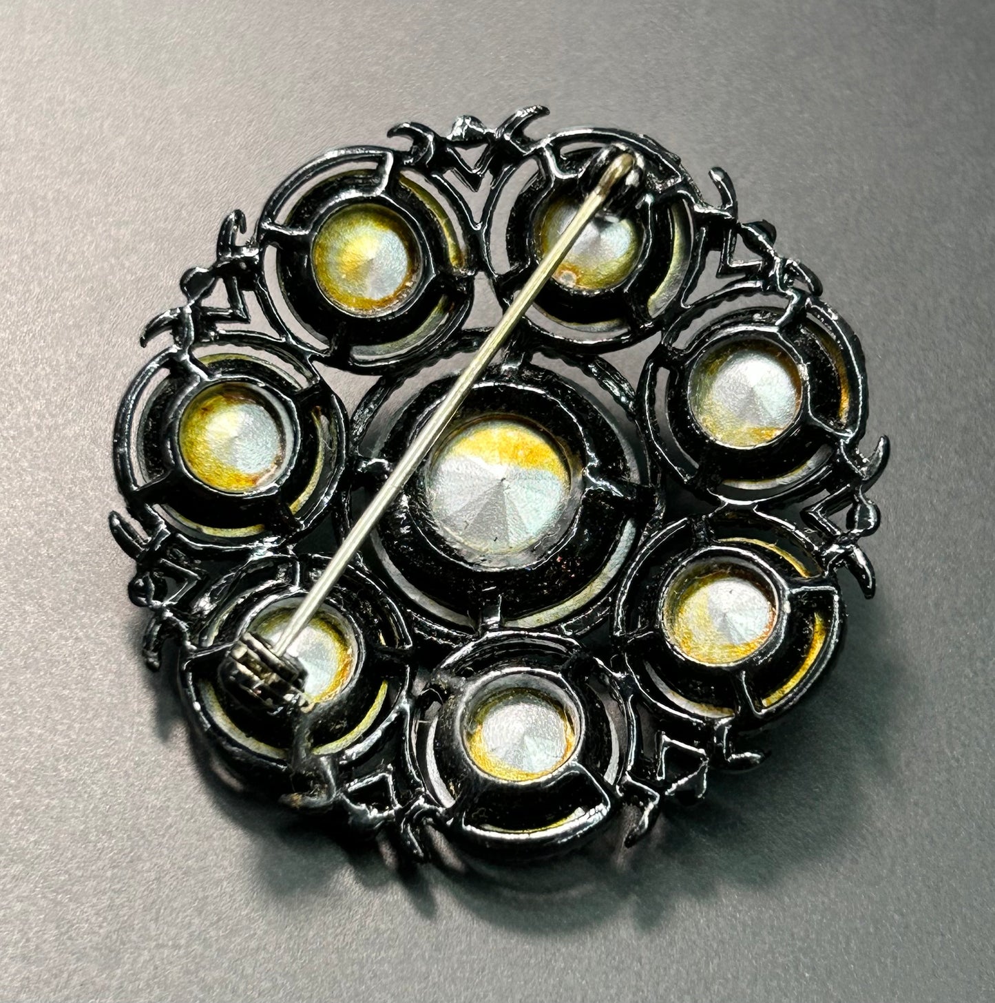 AB Rivoli Rhinestone Brooch
