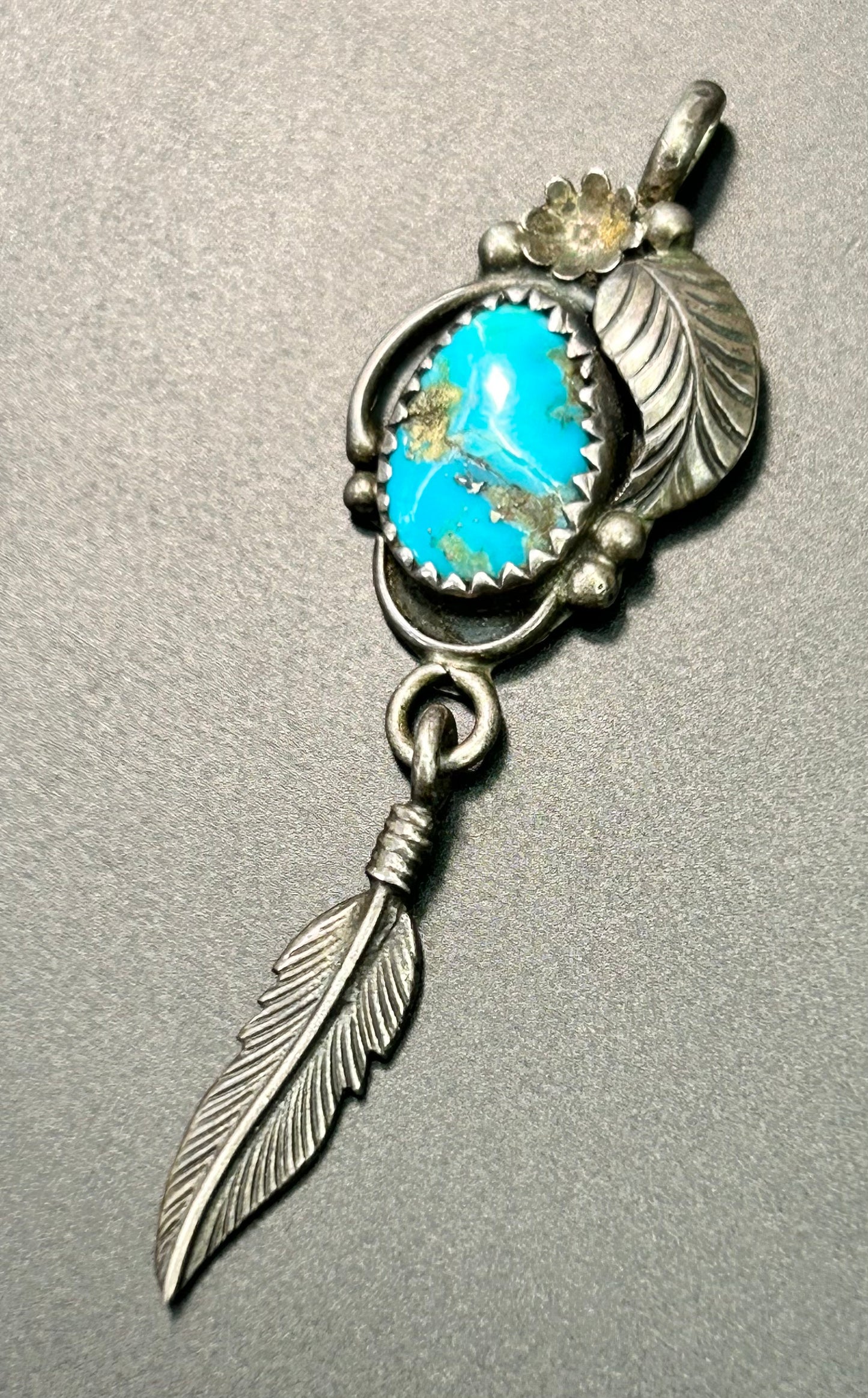 Native American Sterling Silver Turquoise Pendant