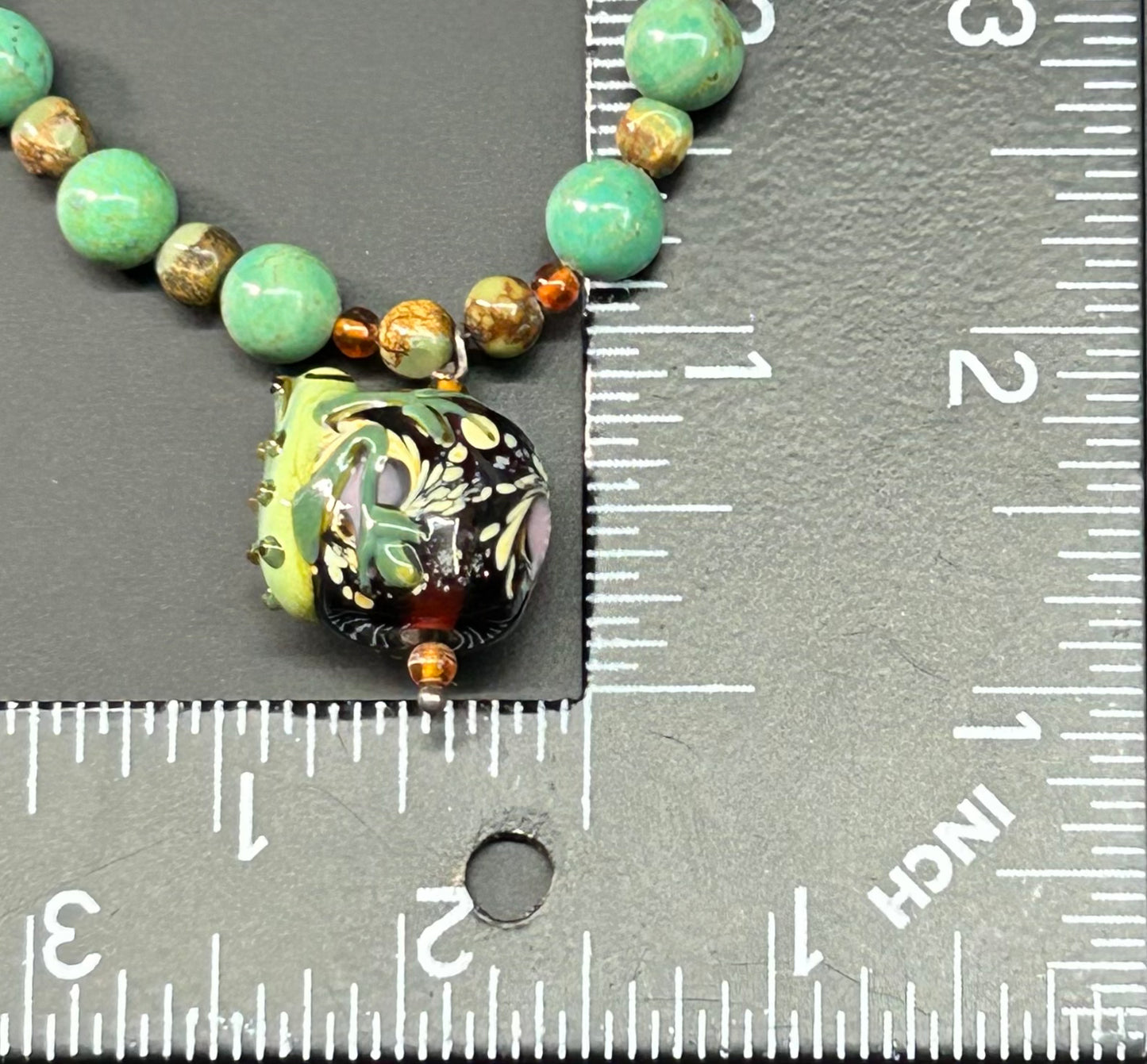 Lampwork Frog Bead Turquoise Sterling Silver Toggle Necklace