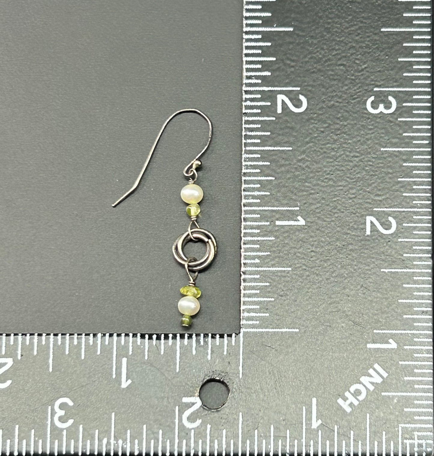 Sterling Silver Pearl & Peridot Earrings