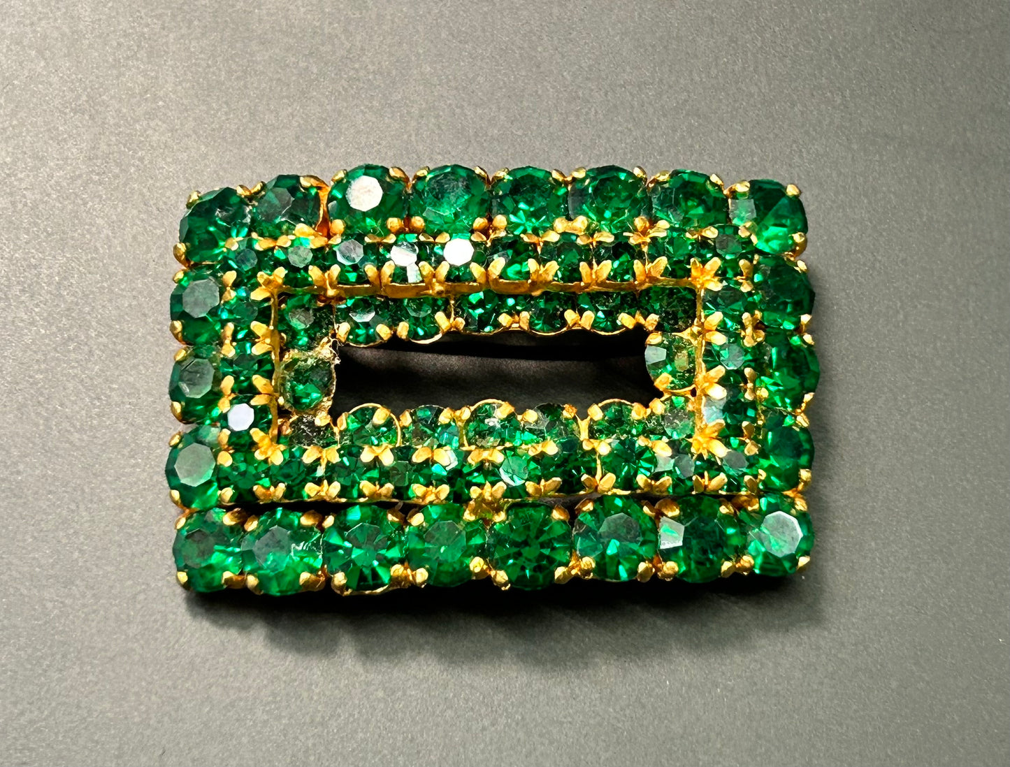 Vintage Green Rhinestone Brooch