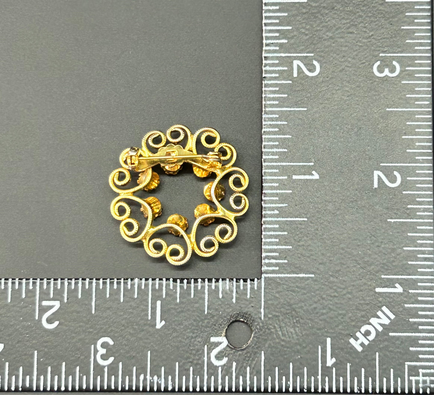 Gold Tone Rhinestone Brooch