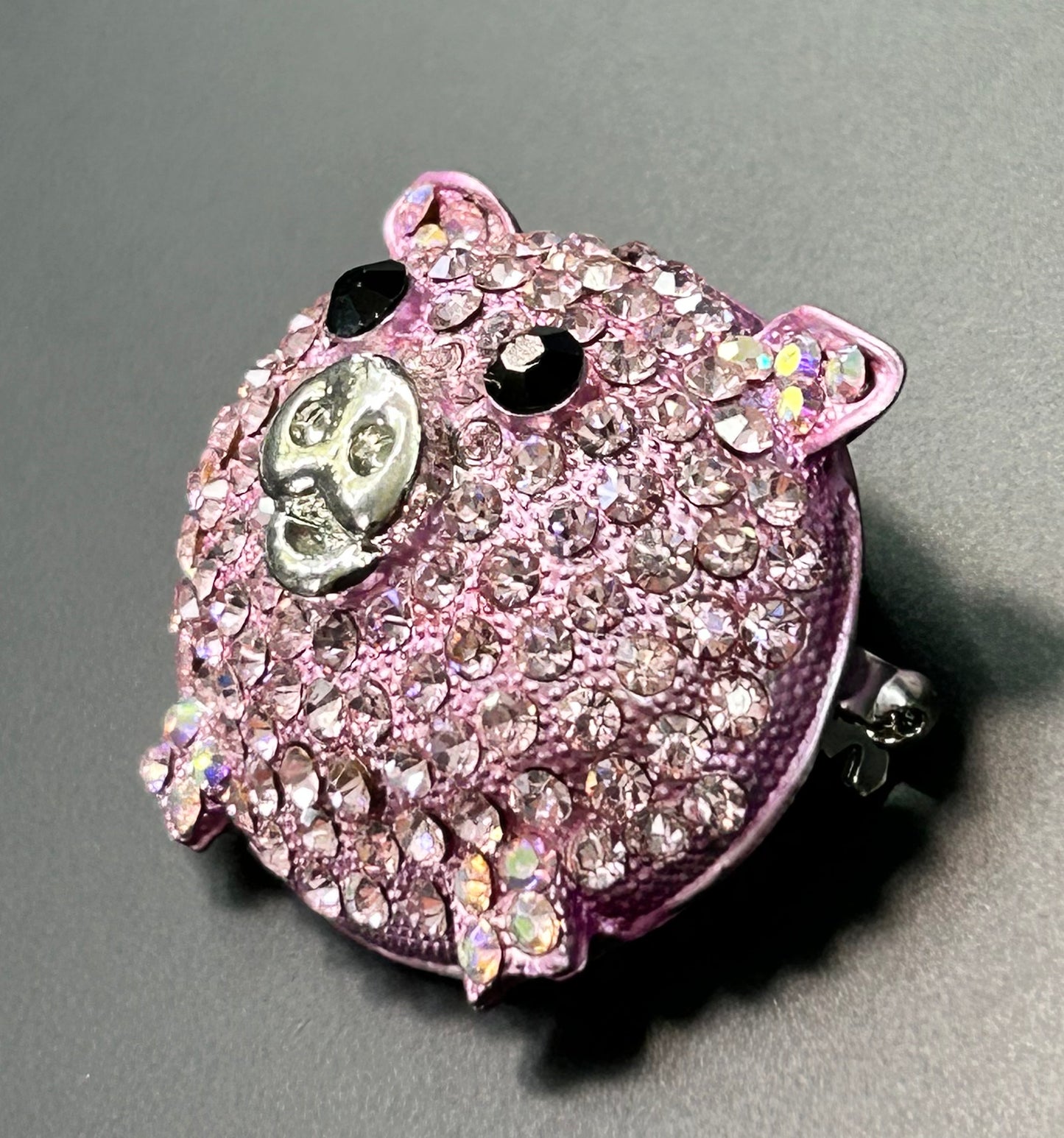 Rhinestone Pig Brooch