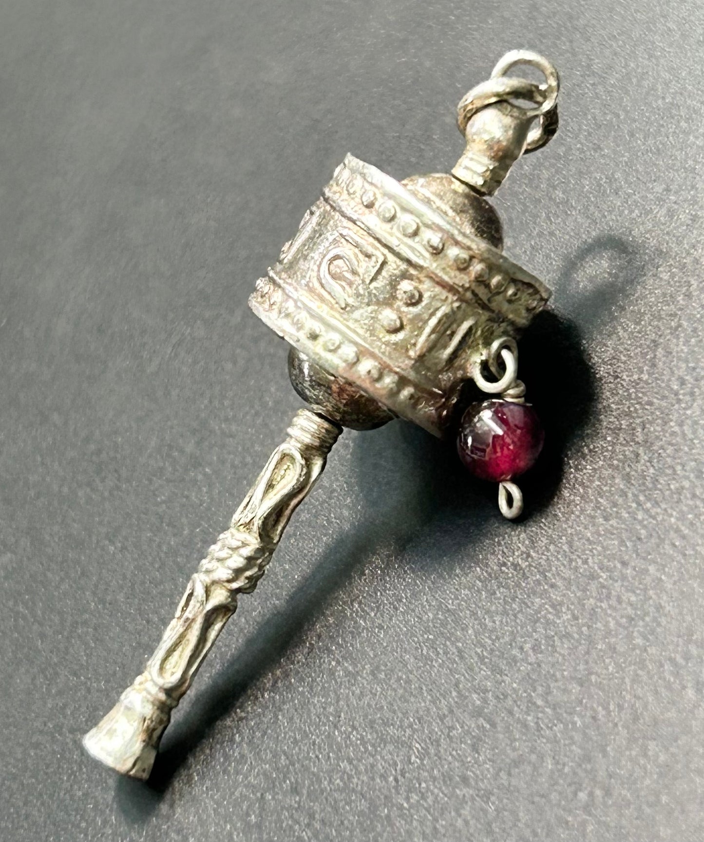 Sterling Silver Prayer Wheel Charm or Pendant