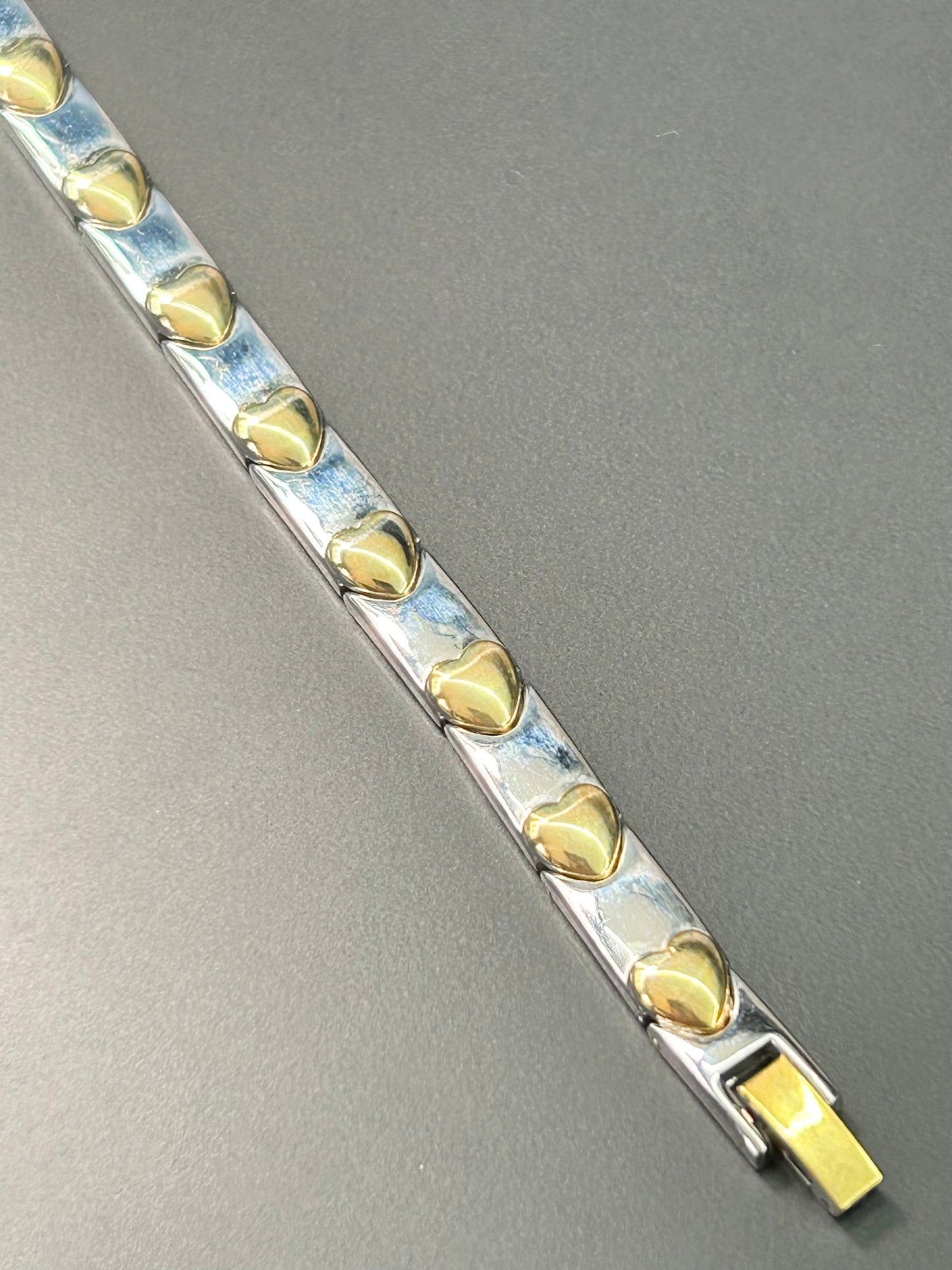Silver & Gold Tone Heart Bracelet