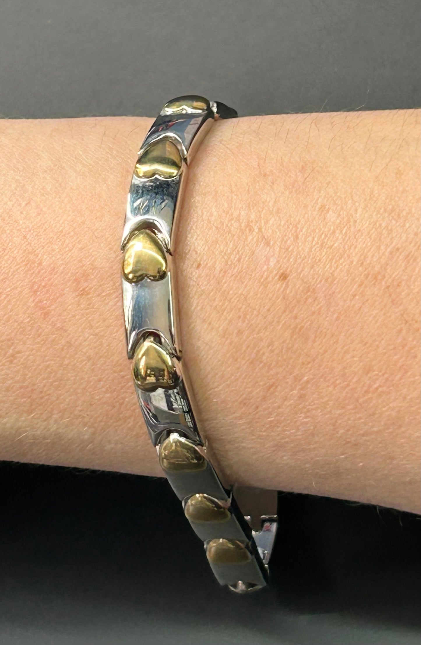 Silver & Gold Tone Heart Bracelet