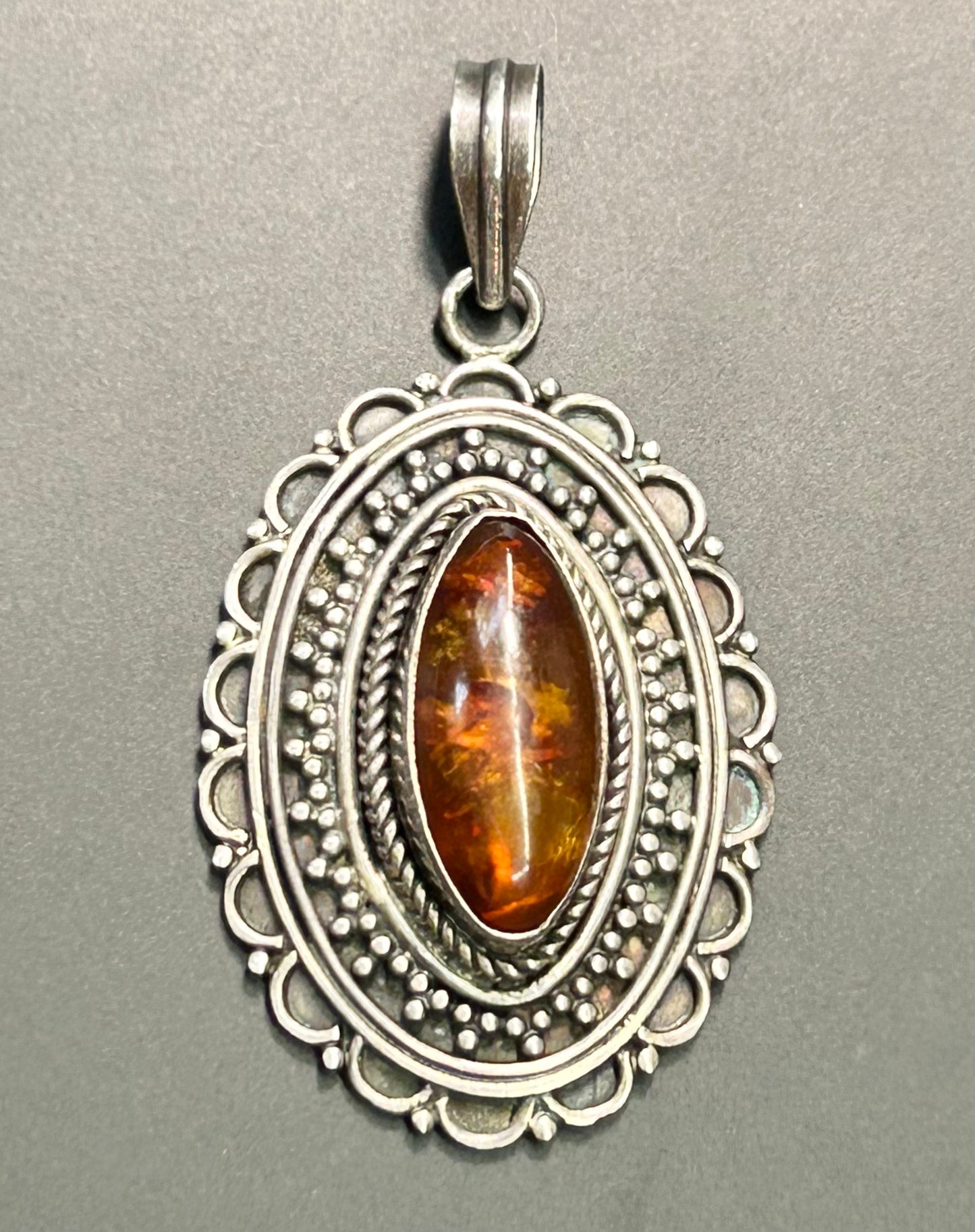 Sterling Silver Amber Pendant