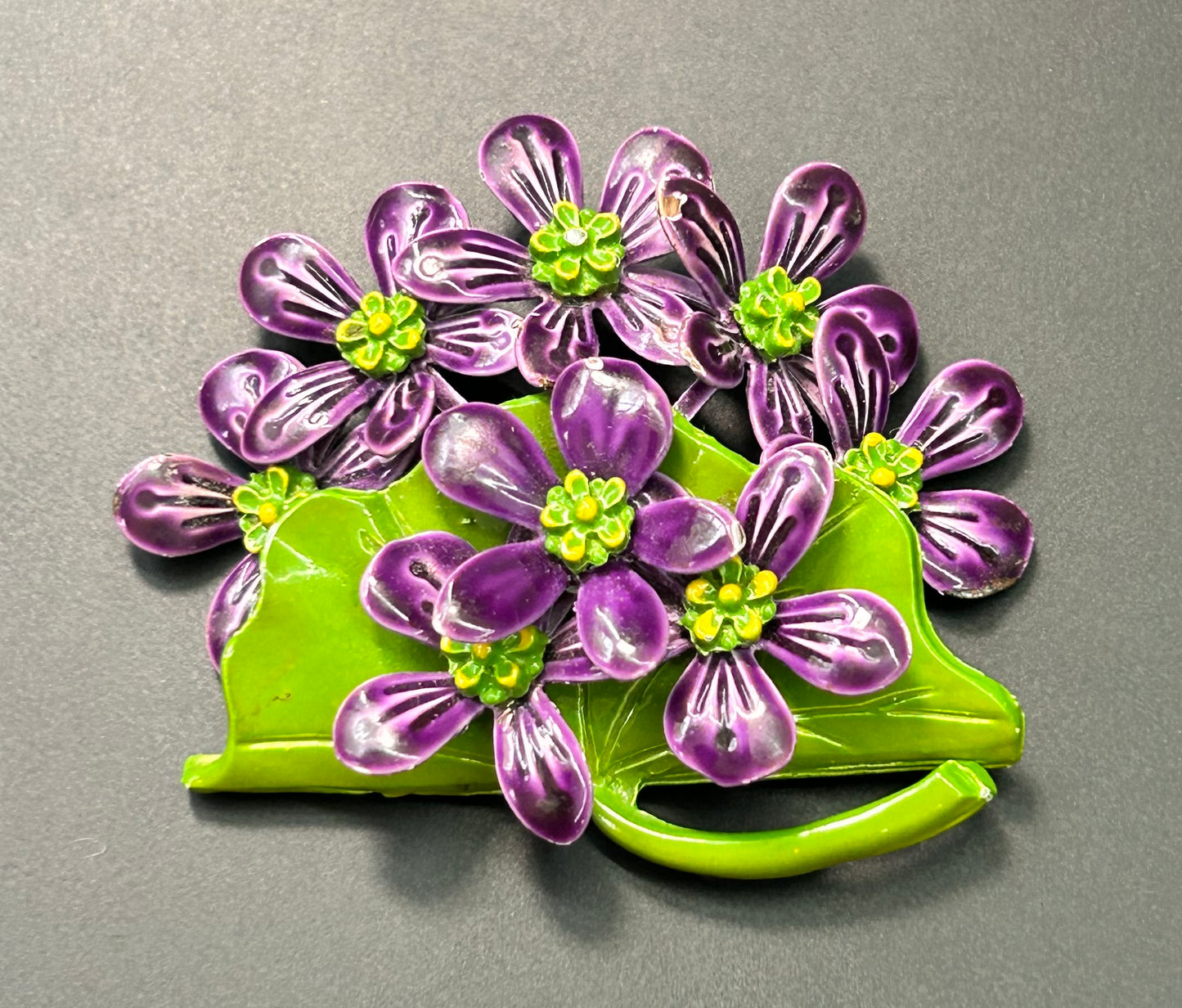 Vintage Enamel Flower Brooch