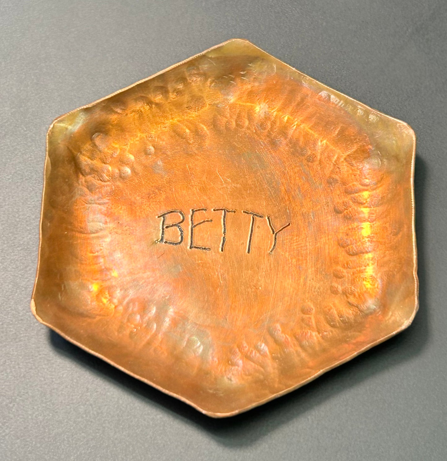 Brownson Gettysburg Copper Trinket Tray Engraved Betty