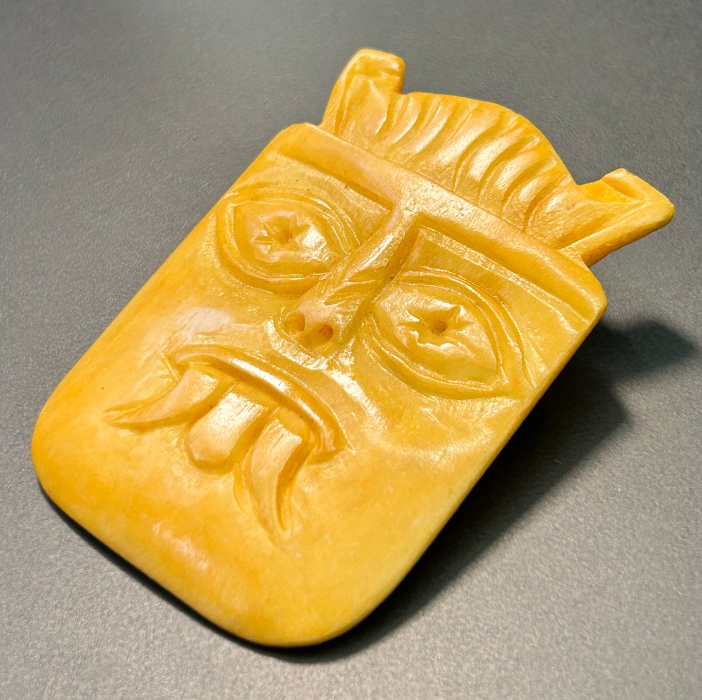 Carved Dyed Bone Brooch