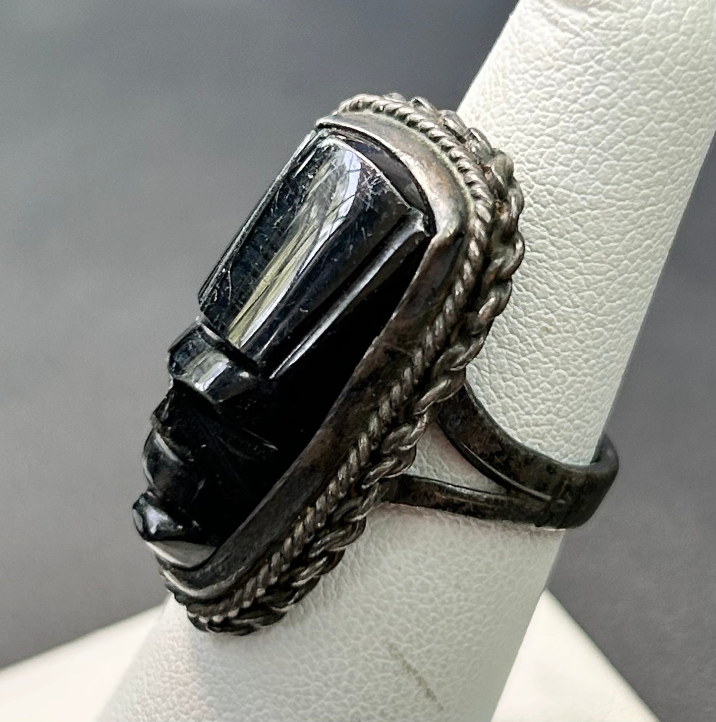 Mexico Sterling Silver Carved Face Ring