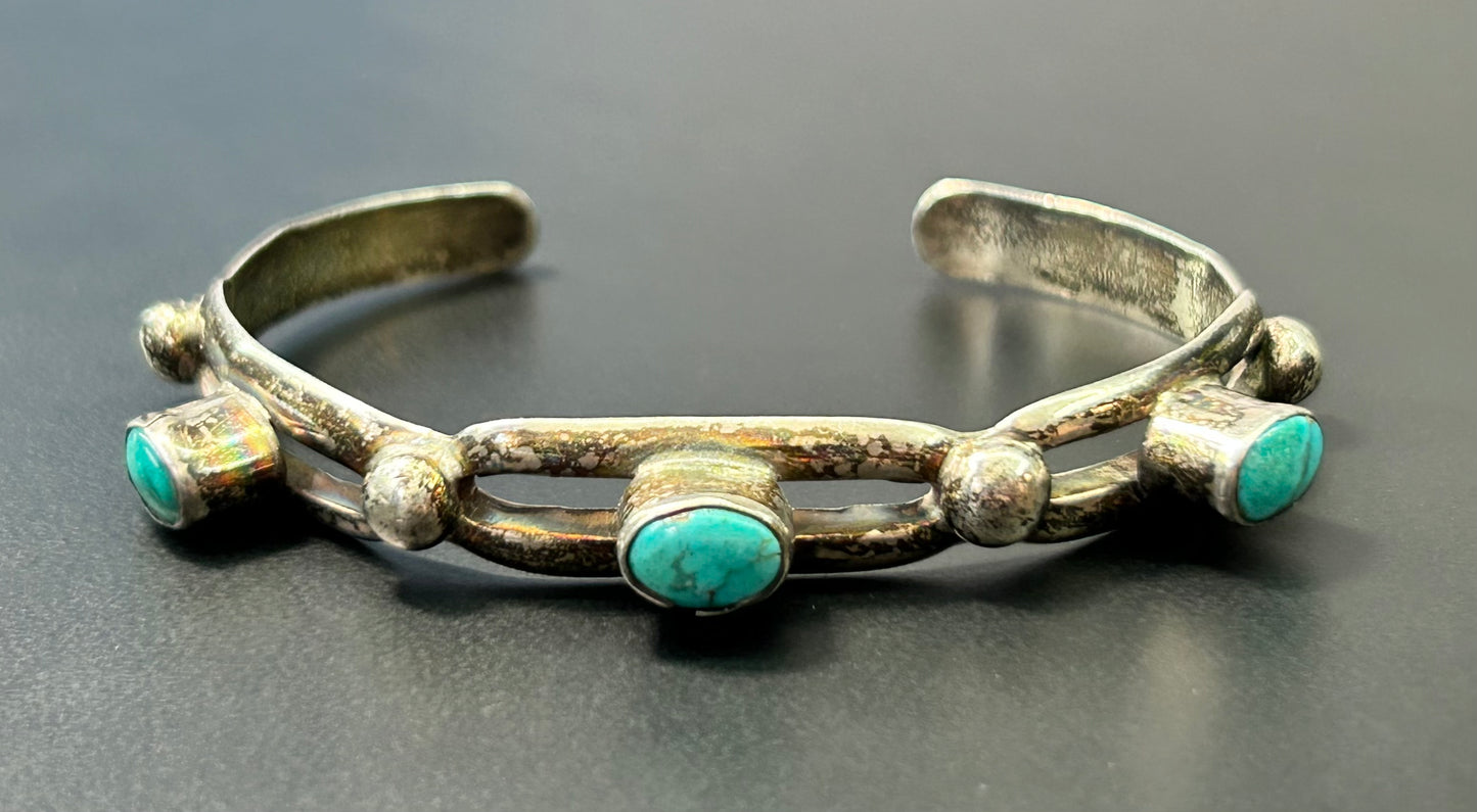 Vintage Sterling Silver Turquoise Bracelet