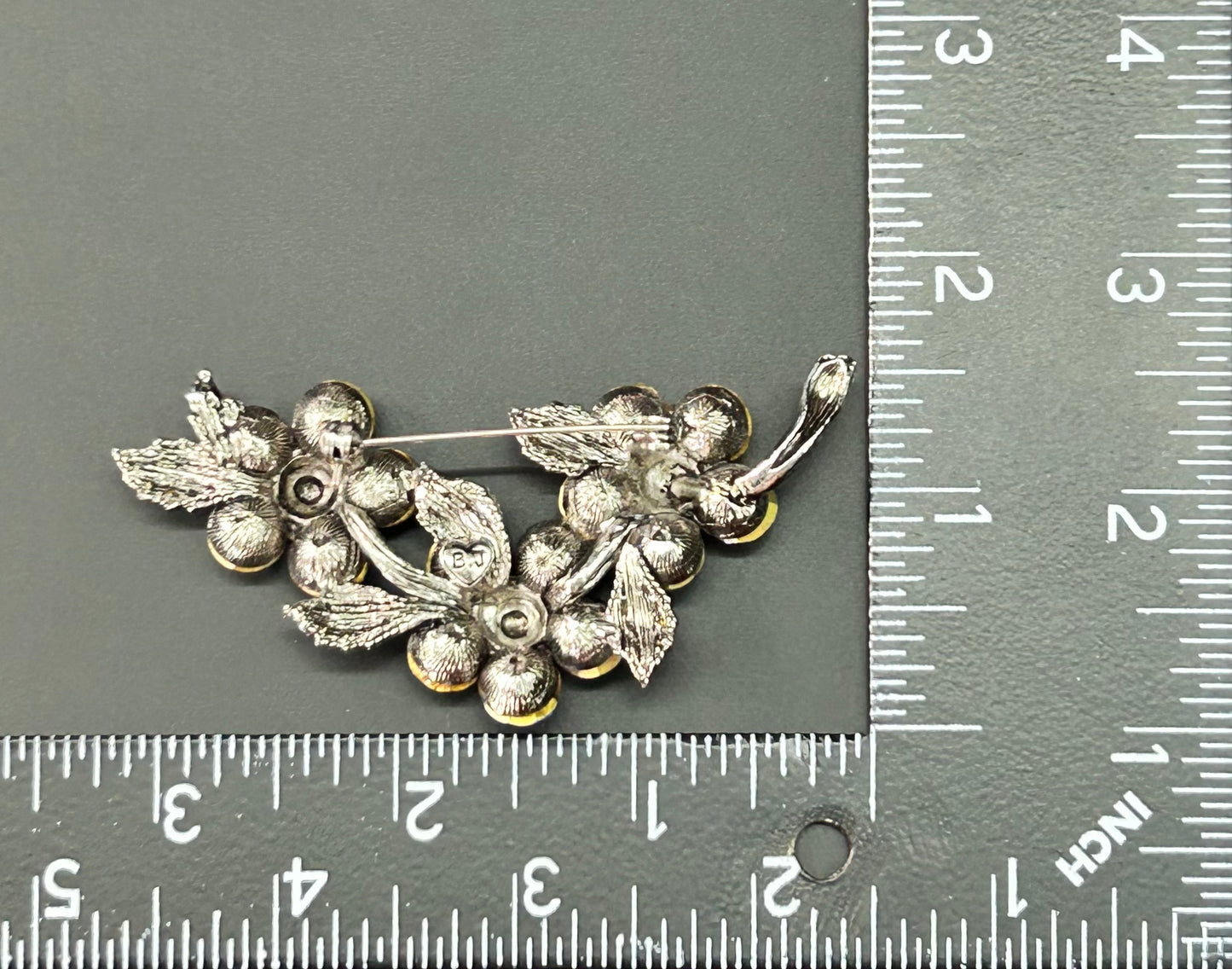 BJ Rhinestone Flower Brooch