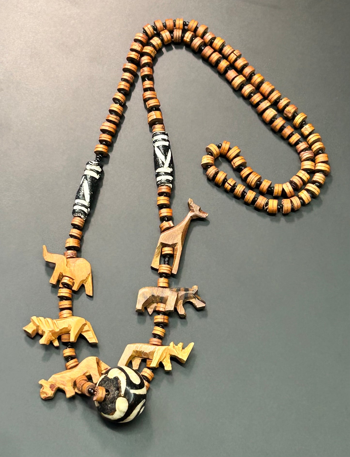 Wood Carved Animal Necklace