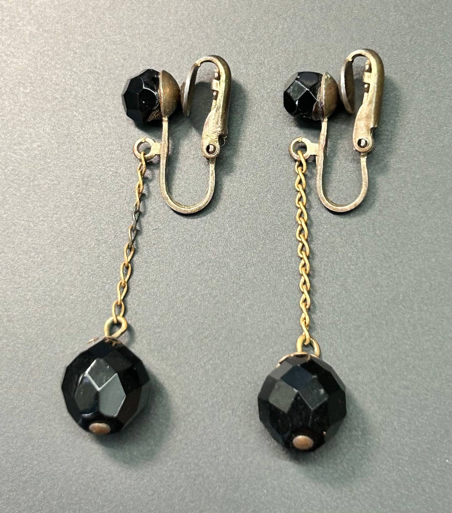 Vintage Faceted Glass Clip Earrings