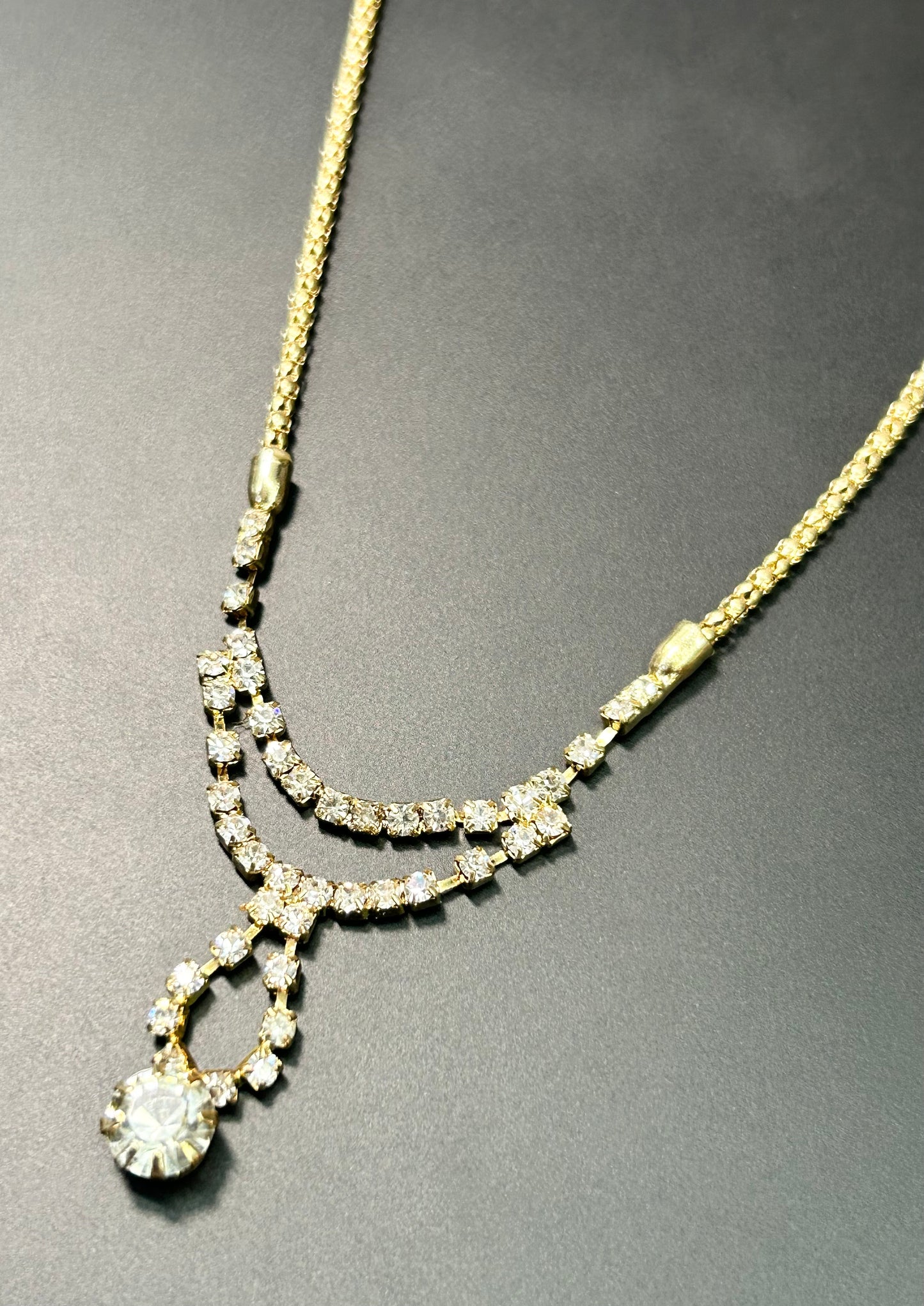 Gold Tone Rhinestone Necklace