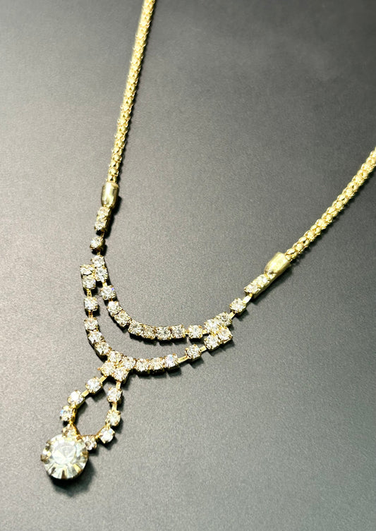 Gold Tone Rhinestone Necklace