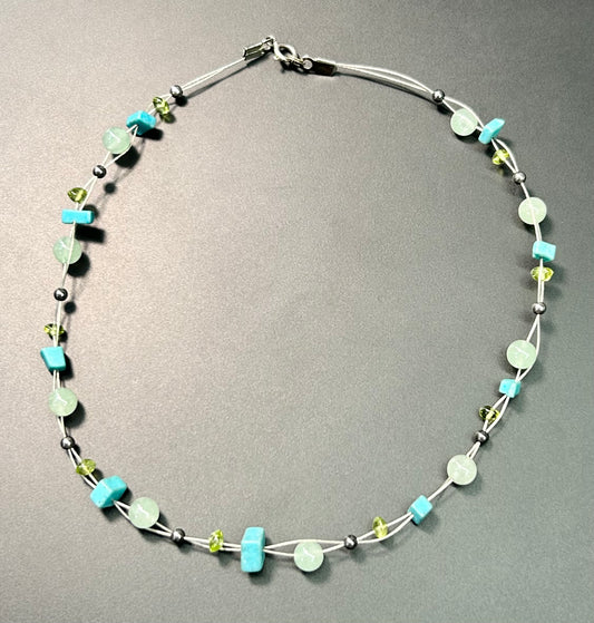 Sterling Silver Multi Stone Collar Necklace