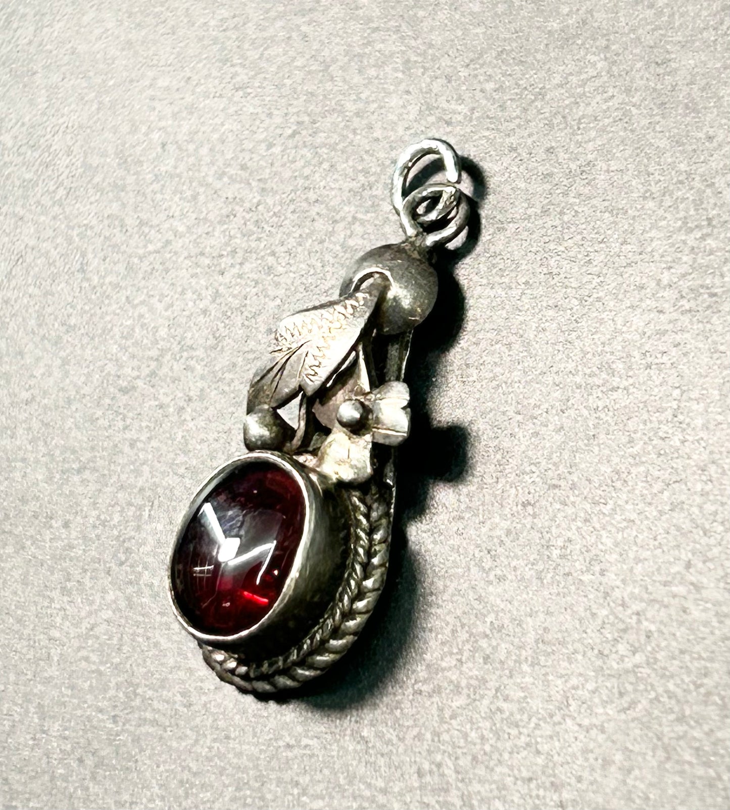Sterling Silver Red Cabochon Pendant