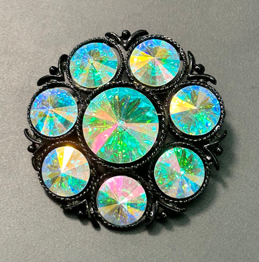 AB Rivoli Rhinestone Brooch