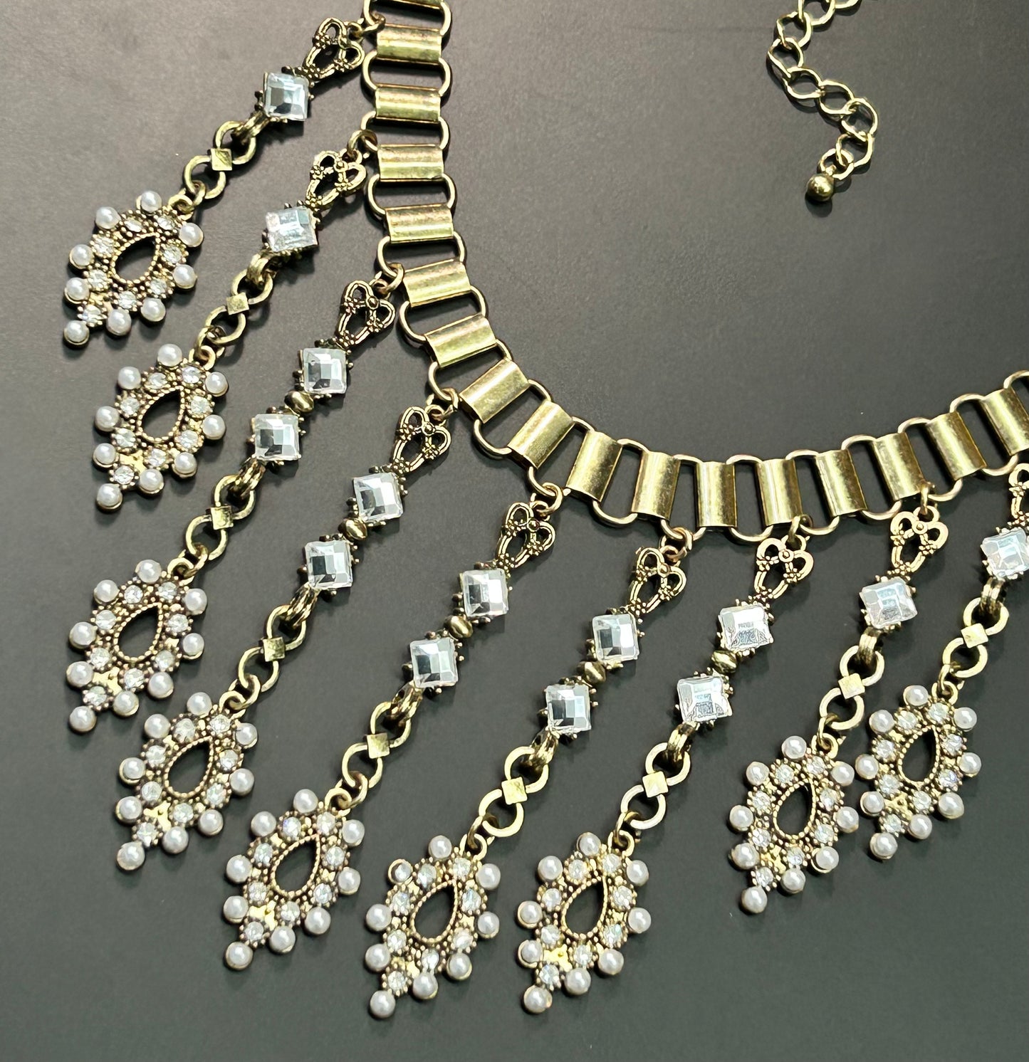 Rhinestone & Faux Pearl Necklace